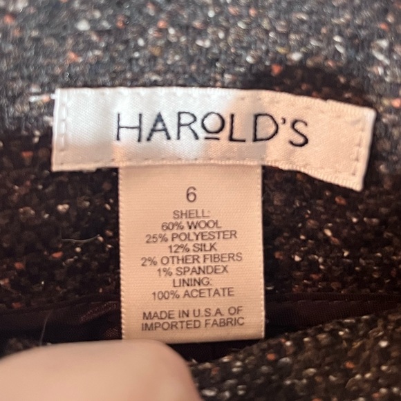 Harold's Women's Wool Silk Blend Trousers Pants Lined Sz 6 Herringbone - Picture 3 of 3